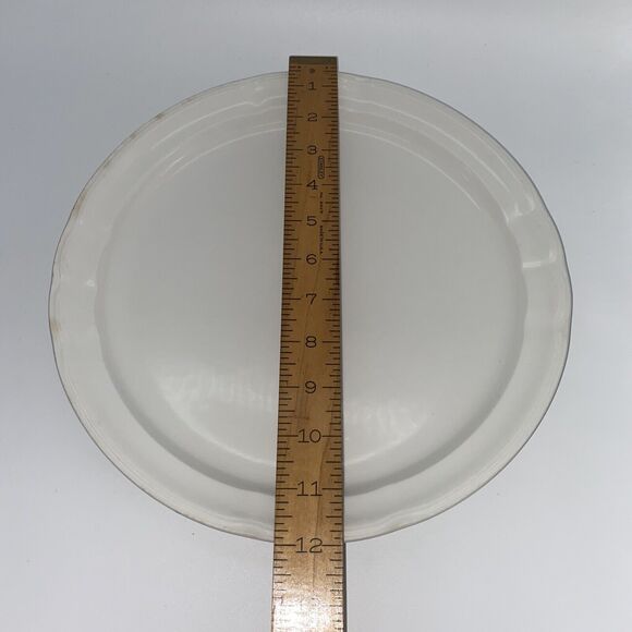 Santa Clara 12” White Glass Round Serving Tray - Picture 2 of 9